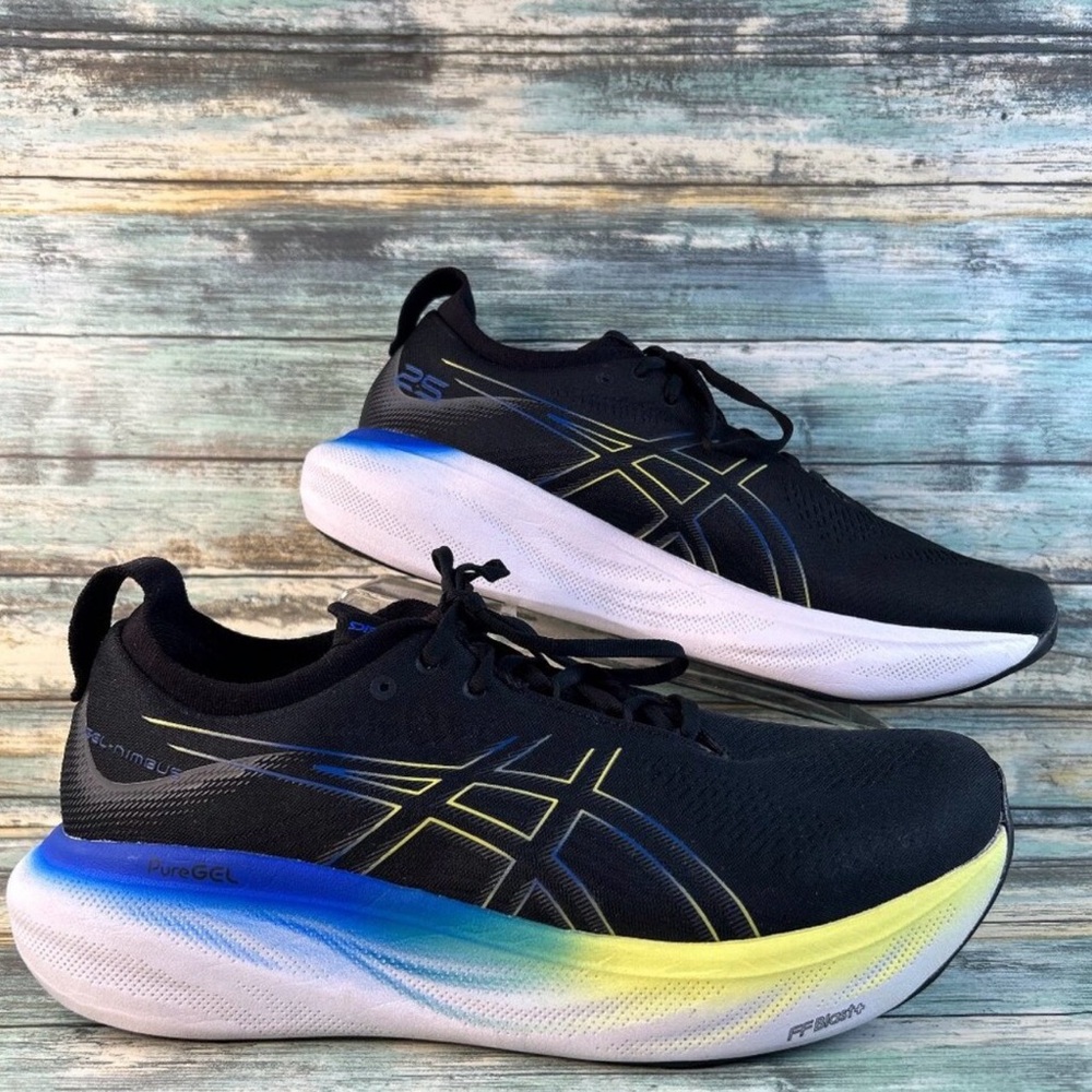 Asics Gel Nimbus 25 Running Shoes Mens 12 Extra Wide Width Black Mesh Athletic